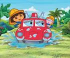 Dora kaşif kız maymun Boots yanındaki yangın motoru